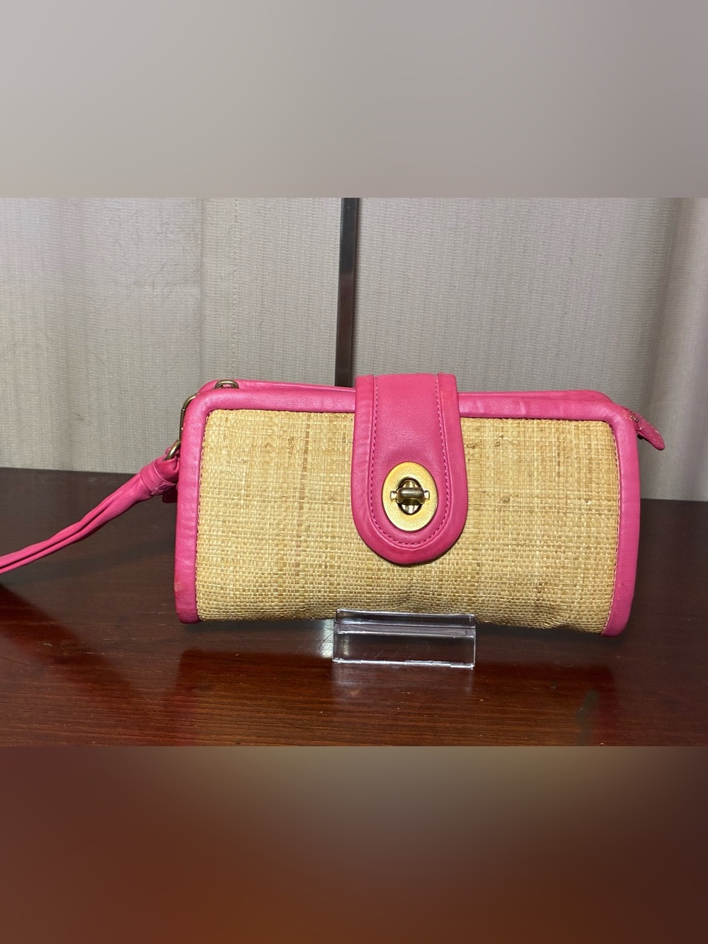 Coach Parker Woven Straw Wristlet